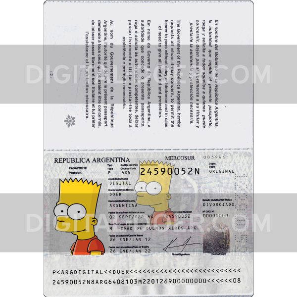 Argentina Passport Template PSD