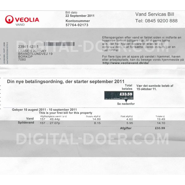 Denmark Utility Bill Template PSD