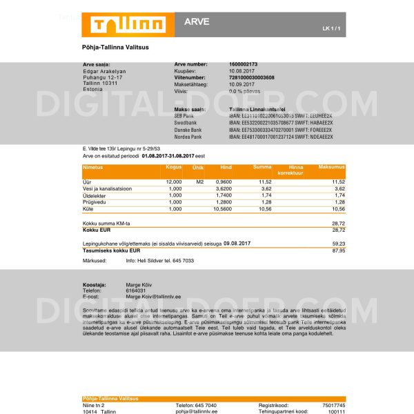 Estonia Utility Bill Template PSD