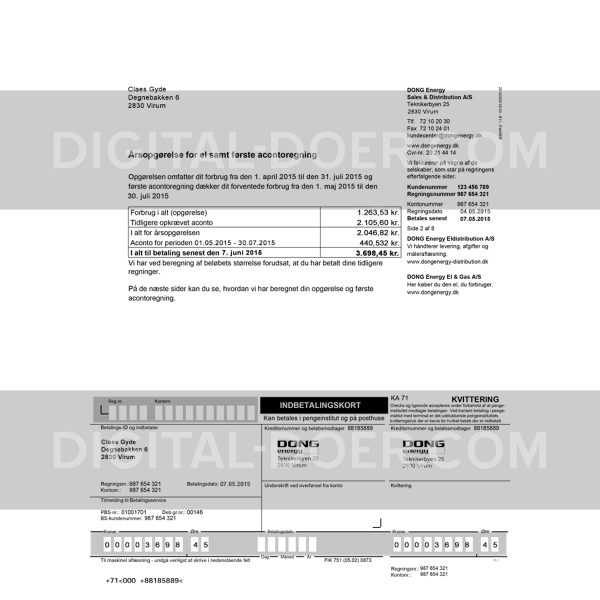 Denmark Energy Bill Template PSD