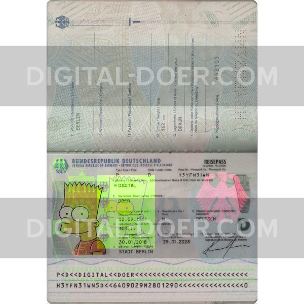 Germany Passport Template PSD