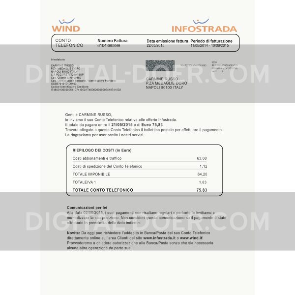 Italy Utility Bill (Wind) PSD Template