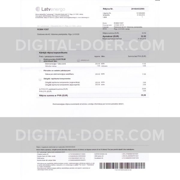 Latvia Utility Bill Template PSD