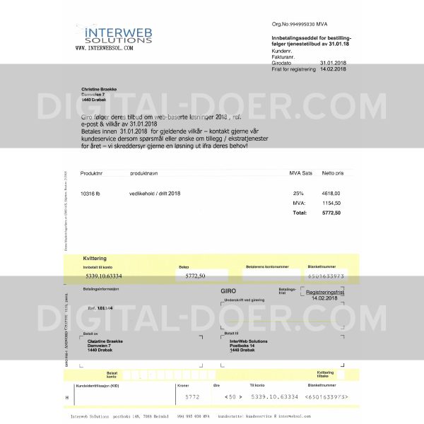 Norway Utility Bill Template PSD