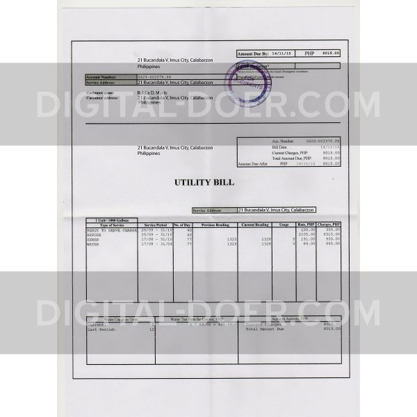 Philippines Utility Bill PSD Template