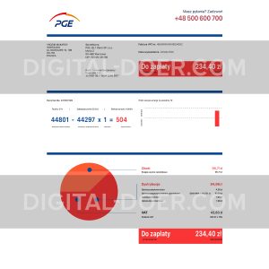 Poland Utility Bill (PGE) - Proof of address PSD template