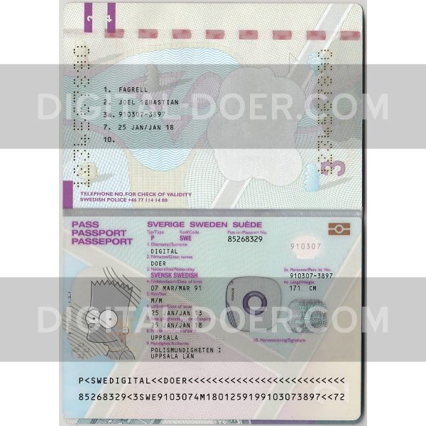 Sweden Passport Template PSD