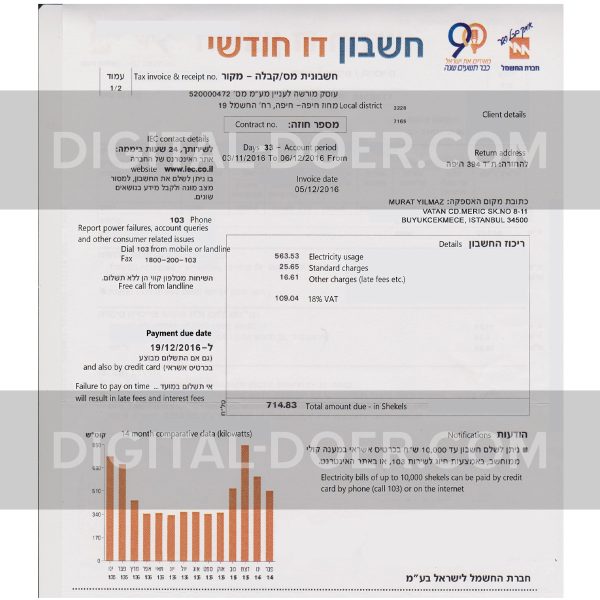 Turkey Utility Bill Template PSD