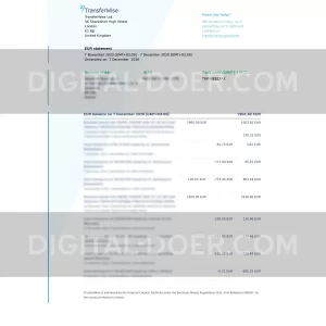 Transferwise Bank Statement Template PSD